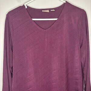 EASYWEAR by CHICO'S V-Neck Tunic Womens 2 Purple 3/4 sleeve